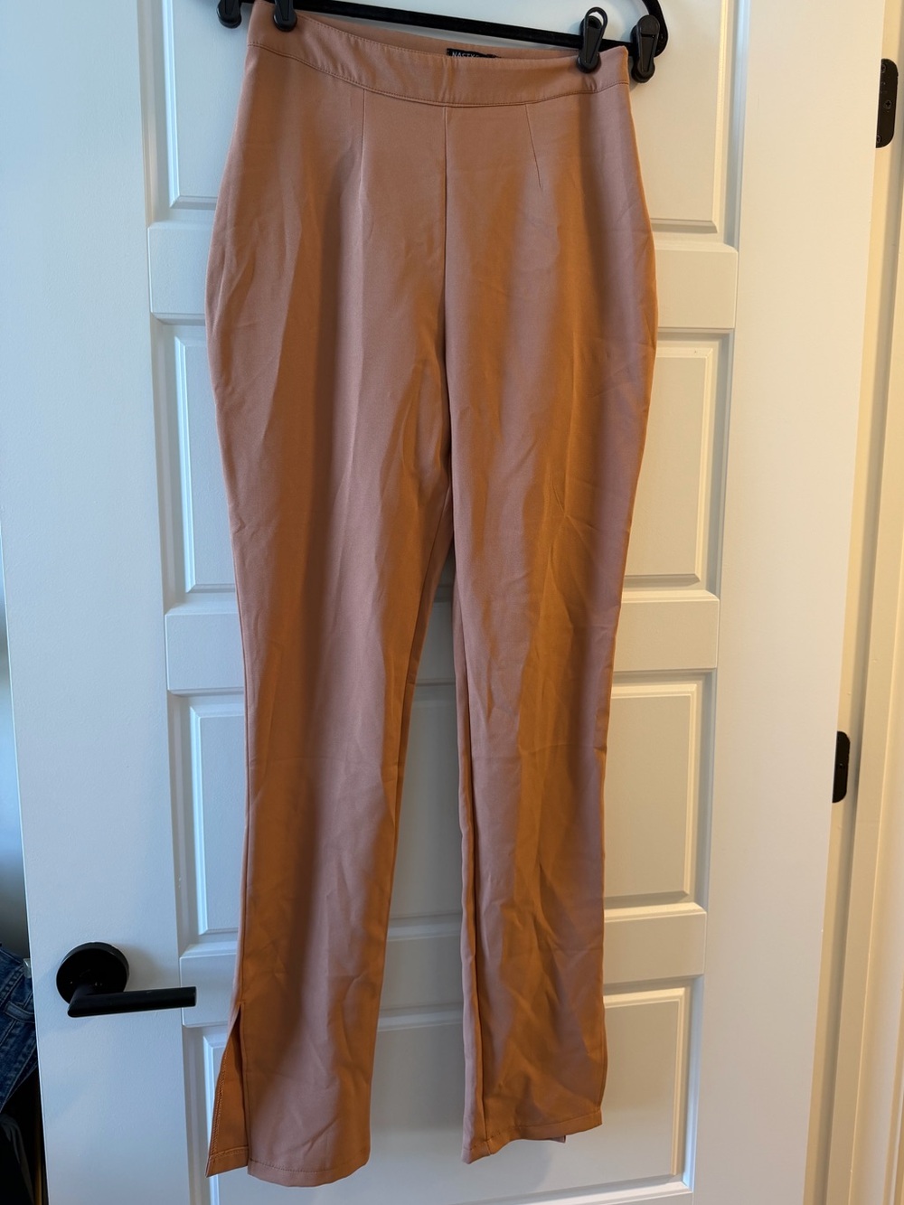 Nasty Gal High-Waisted Split Hem Trousers Tan Camel